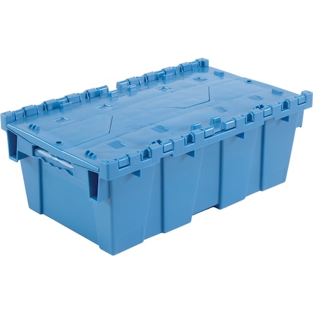 Global Industrial Distribution Container With Hinged Lid, 19-5/8x11-7/8x7, Blue 442218BL
